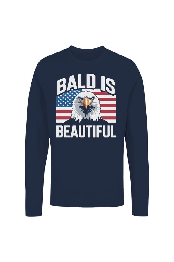 Bald Is Beautiful American Eagle Pride Women's Long Sleeve, Navy, M