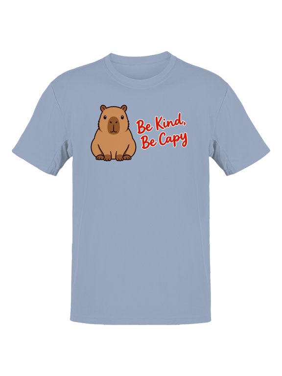 Be Kind Be Capy Cute Capybara Men's T-Shirt Light Blue, Cotton, 5XL