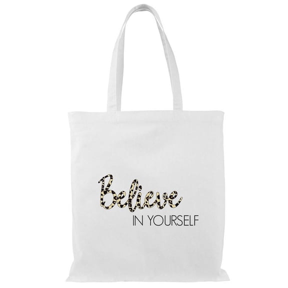 Smartprints Believe In Yourself Leopard Tote Bag - Image by Shutterstock, One Size Cotton Canvas Tote Bag