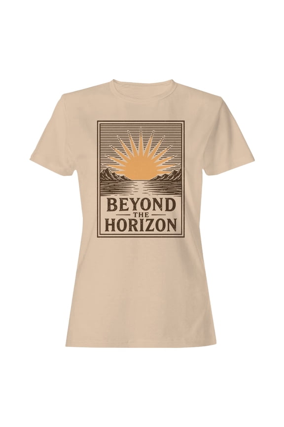 Beyond the Horizon Vintage Sunrise Women's T-Shirt Natural, Cotton, S