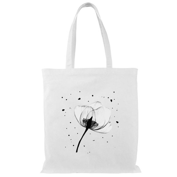 Smartprints Black Flower Tote Bag - Image by Shutterstock, One Size Cotton Canvas Tote Bag