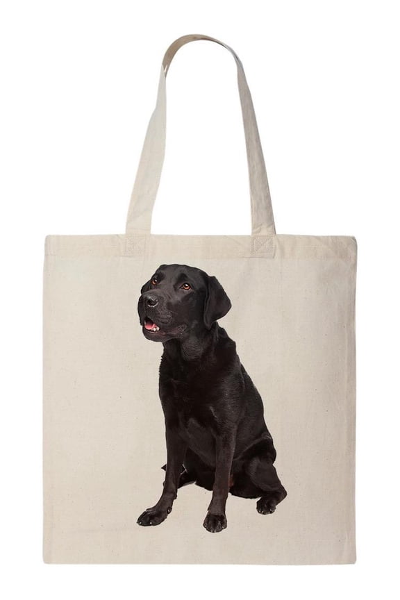 Black Labrador Tote Bag - Image by Shutterstock, One Size Cotton Canvas Tote Bag