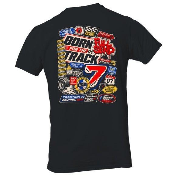 Smartprints Born for the Track Racing Number 7 Men's T-Shirt Black, Cotton, L