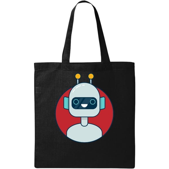 Smartprints Bot Icon.smiling Robot Tote Bag - Image by Shutterstock, One Size Cotton Canvas Tote Bag