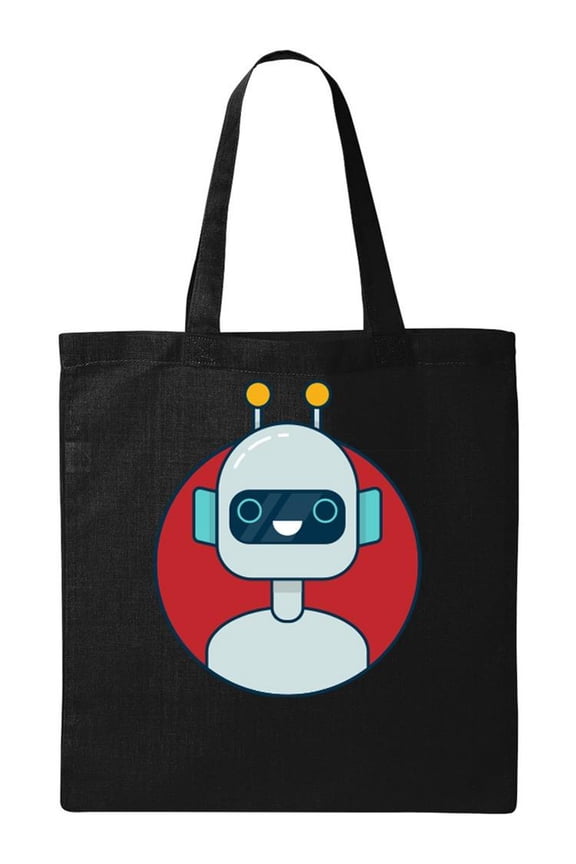 Bot Icon.smiling Robot Tote Bag - Image by Shutterstock, One Size Cotton Canvas Tote Bag
