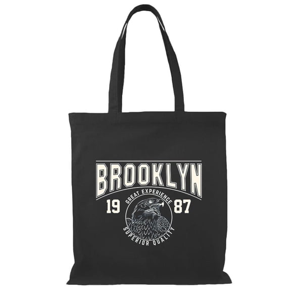 Smartprints Brooklyn Retro College Tote Bag - Image by Shutterstock, One Size Cotton Canvas Tote Bag