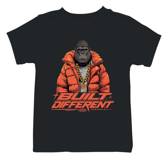 Smartprints Built Different Gorilla Gold Chain Youth T-Shirt Black, Cotton, XS