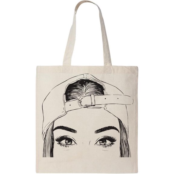 Smartprints Cap Backwards Tote Bag - Image by Shutterstock, One Size Cotton Canvas Tote Bag