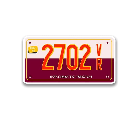 Smartprints Car Plates Virginia Sticker -Image by Shutterstock, Vinyl Sticker