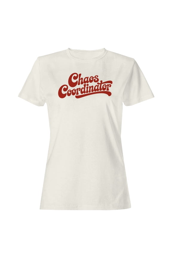 Chaos Coordinator Retro Typography Women's T-shirt Off White, Cotton, M
