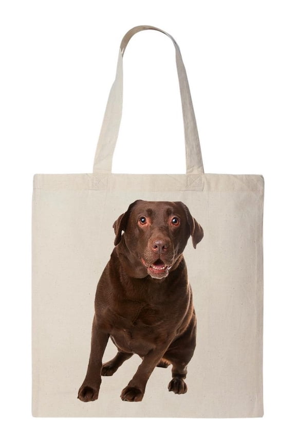 Chocolate Labrador Tote Bag - Image by Shutterstock, One Size Cotton Canvas Tote Bag