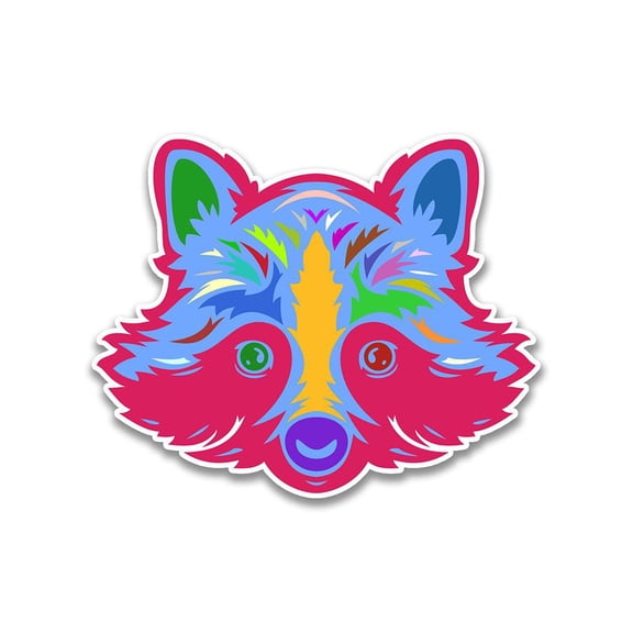 Smartprints Colorful Raccoon Face Sticker -Image by Shutterstock, Vinyl Sticker