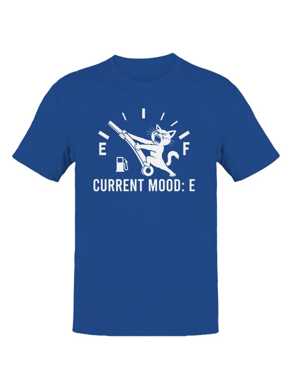 Current Mood E Funny Cat Fuel Gauge Men's T-Shirt Royal Blue, Cotton, 4XL