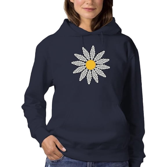 Smartprints Cute Daisy Flower Art Hoodie Women - Women Hoodie, Navy, 3XL