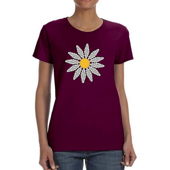 Smartprints Cute Daisy Flower Art T-Shirt Women -Image by Shutterstock, Female Large