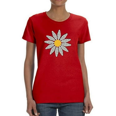 Smartprints Cute Daisy Flower Art T-Shirt Women -Image by Shutterstock, Female Large
