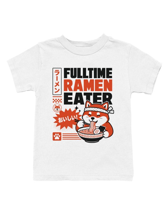 Cute Fox Anime Youth - Fulltime Ramen Eater T-Shirt White, Cotton, L