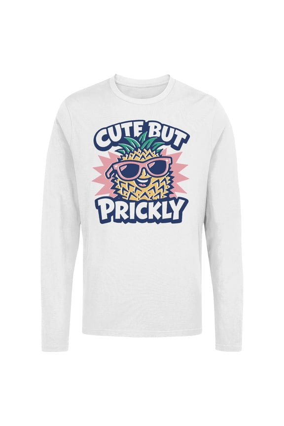 Cute Pineapple Humor Women's Long Sleeve White, Cotton, S