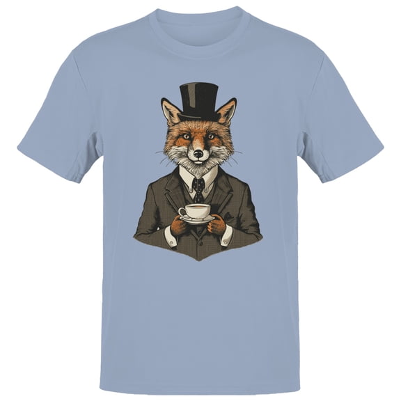 Smartprints Dapper Fox in Suit Men's T-Shirt Light Blue, Cotton, L
