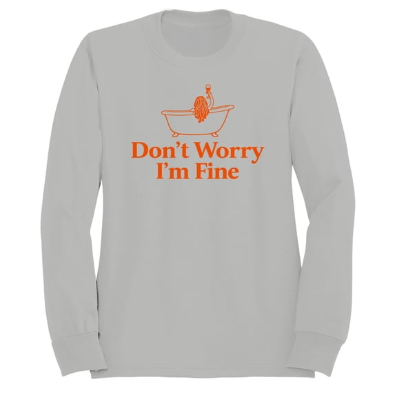 Smartprints Don't Worry I'm Fine Bathtub Humor Women's Sweatshirt Ash, Cotton, S