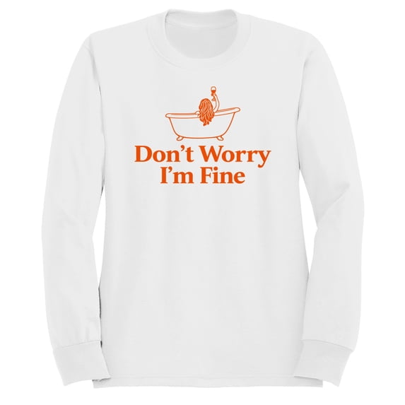 Smartprints Don't Worry I'm Fine Bathtub Humor Women's Sweatshirt White, Cotton, 2XL