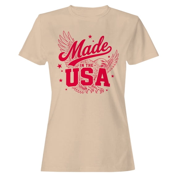 Smartprints Eagle Patriotic Design Made in the Usa Women's T-Shirt Natural, Cotton, S