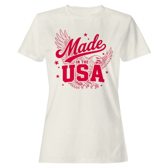 Smartprints Eagle Patriotic Design Made in the Usa Women's T-Shirt Off White, Cotton, XL