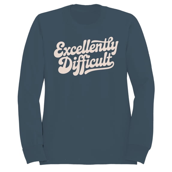 Smartprints Excellently Difficult Motivational Quote Women's Sweatshirt Dark Heather, Cotton, S