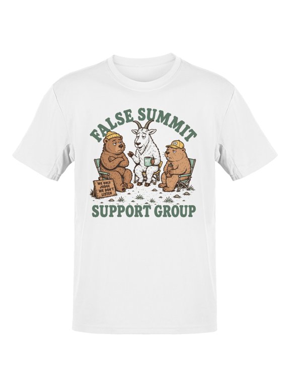 False Summit Support Group Men's T-Shirt White, Cotton, L