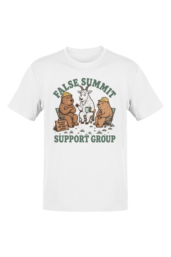 False Summit Support Group Men's T-Shirt White, Cotton, M