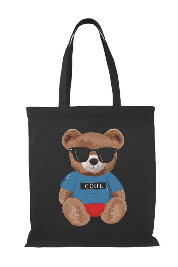 Fashion Bear Cool Boy Tote Bag - Image by Shutterstock, One Size Cotton Canvas Tote Bag