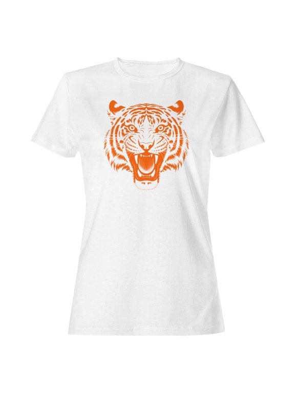 Fierce Roaring Tiger Women's T-Shirt White, Cotton, L