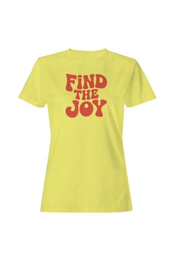 Find the Joy Retro Motivational Women's T-Shirt Cornsilk, Cotton, L