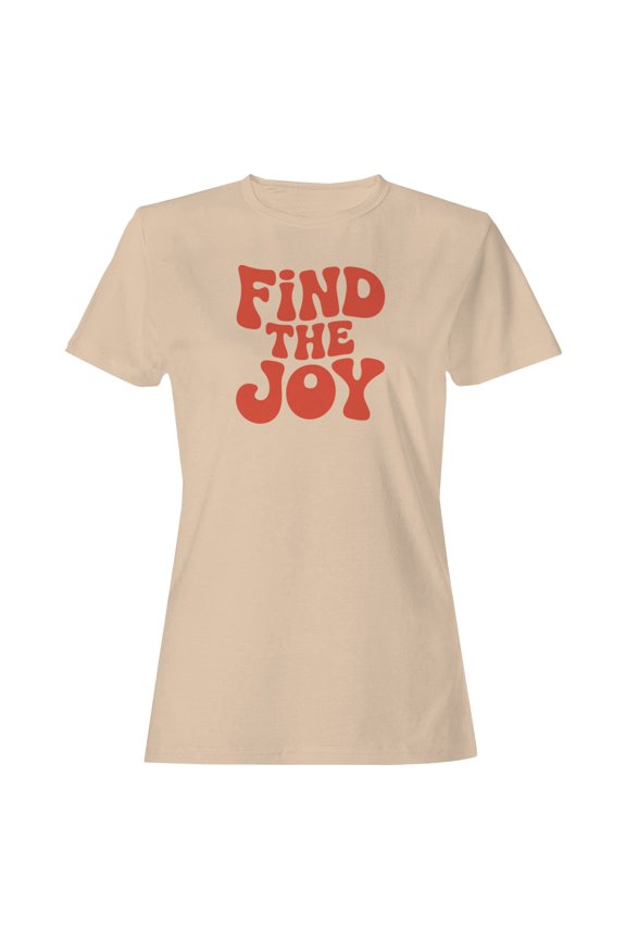 Find the Joy Retro Motivational Women's T-Shirt Natural, Cotton, M