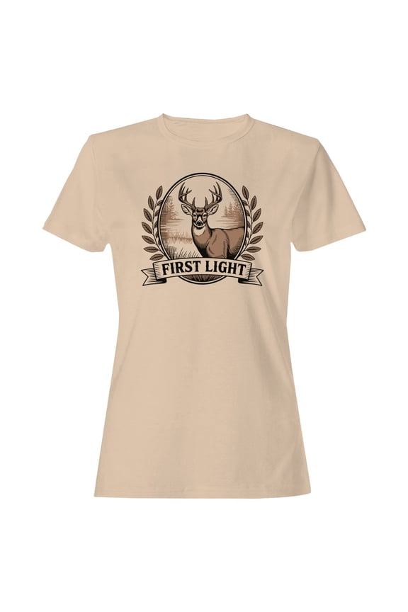 First Light Deer Women's T-Shirt Natural, Cotton, S