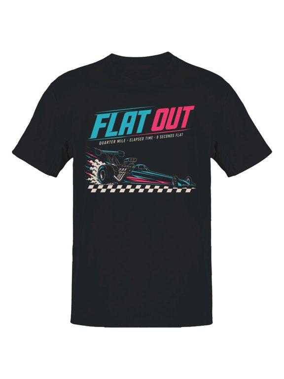 Flat Out Quarter Mile Drag Racing T-Shirt Black, Cotton, L