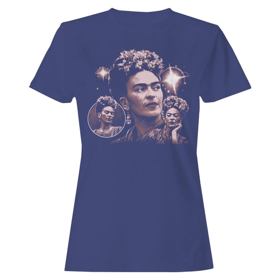 Smartprints Frida Kahlo Floral Portrait Women's T-Shirt Purple, Cotton, S