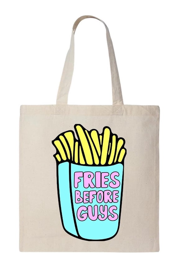 Fries Before Guys Tote Bag - Image by Shutterstock, One Size Cotton Canvas Tote Bag