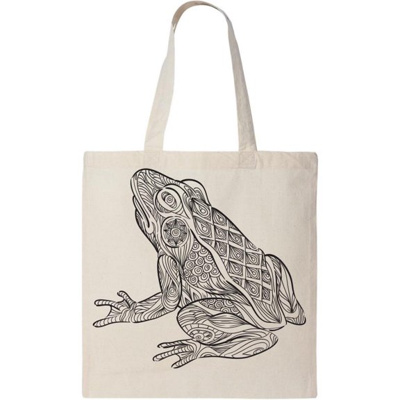 Smartprints Frog In Zentangle Style Tote Bag - Image by Shutterstock, One Size Cotton Canvas Tote Bag