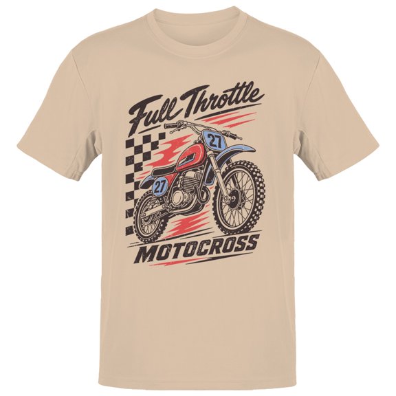 Smartprints Full Throttle Motocross Racing Men's T-Shirt Natural, Cotton, L