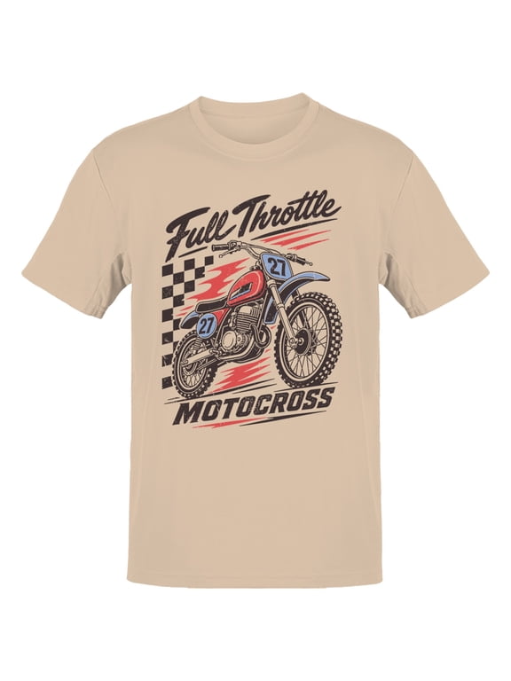 Full Throttle Motocross Racing Men's T-Shirt Natural, Cotton, S