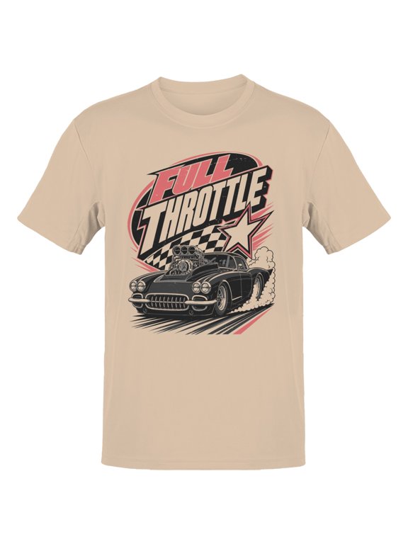 Full Throttle Muscle Car Racing Men's T-Shirt Natural, Cotton, XL