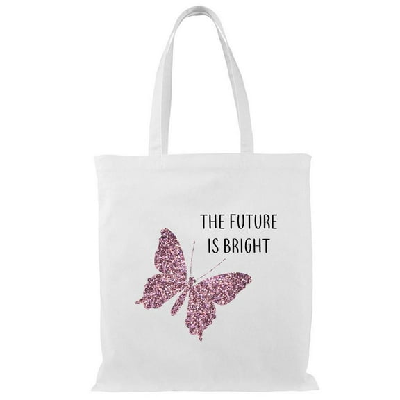 Smartprints Future Is Bright Glitter Tote Bag - Image by Shutterstock, One Size Cotton Canvas Tote Bag
