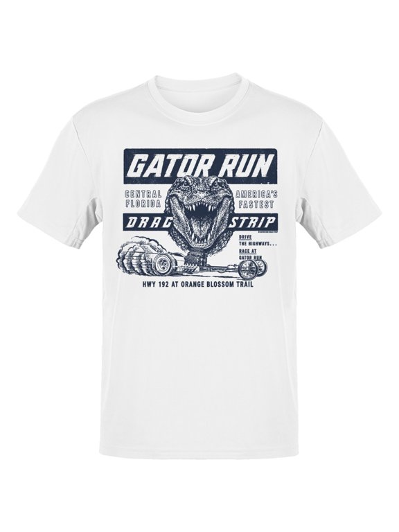 Gator Run Drag Strip Racing Men's T-Shirt White, Cotton, XL
