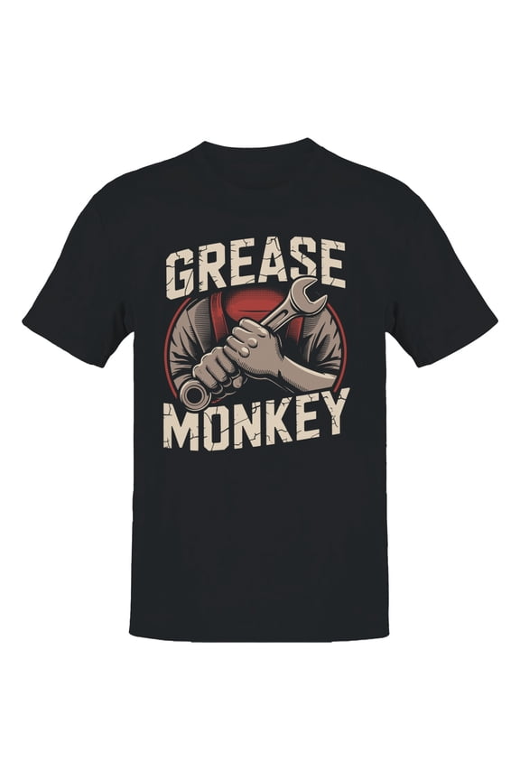Grease Monkey Mechanic Men's T-Shirt Black, Cotton, L