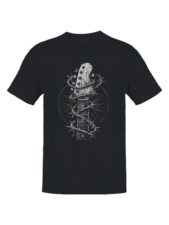Guitar Neck Barbed Wire Men's T-Shirt Black, Cotton, XL