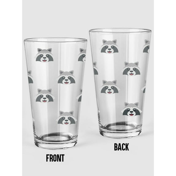 Smartprints Happy Raccoon Pattern Pint Glass -Image by Shutterstock, 16 oz Transparent Glass
