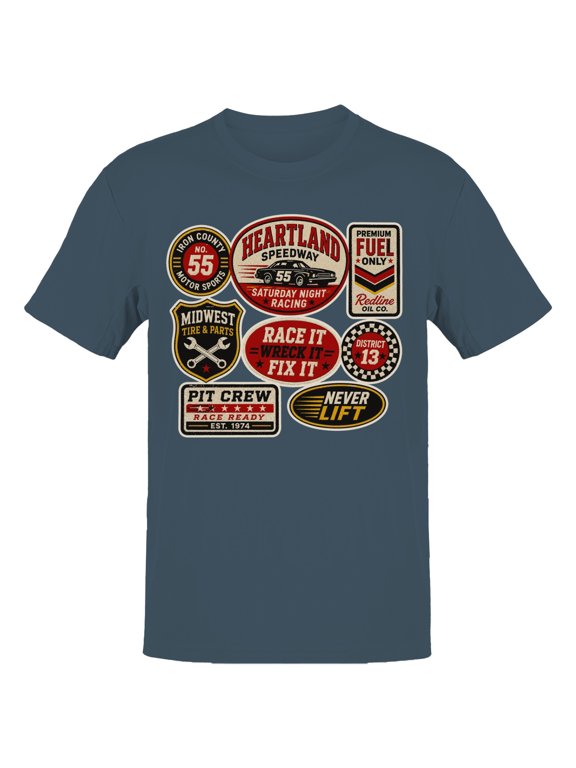 Heartland Speedway Saturday Night Racing T-Shirt Dark Heather, Cotton, M