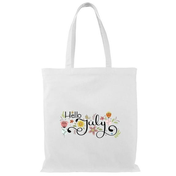 Smartprints Hello July Cute Nature Tote Bag - Image by Shutterstock, One Size Cotton Canvas Tote Bag