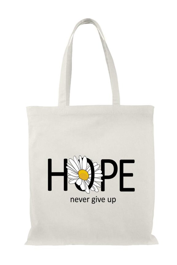 Hope Never Give Up Daisy Tote Bag - Image by Shutterstock, One Size Cotton Canvas Tote Bag